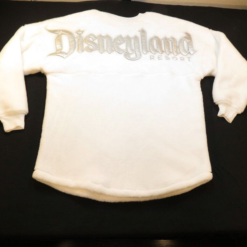 DISNEY DISNEYLAND White with Silver FLEECE SOFT SPIRIT JERSEY Sz Adult S